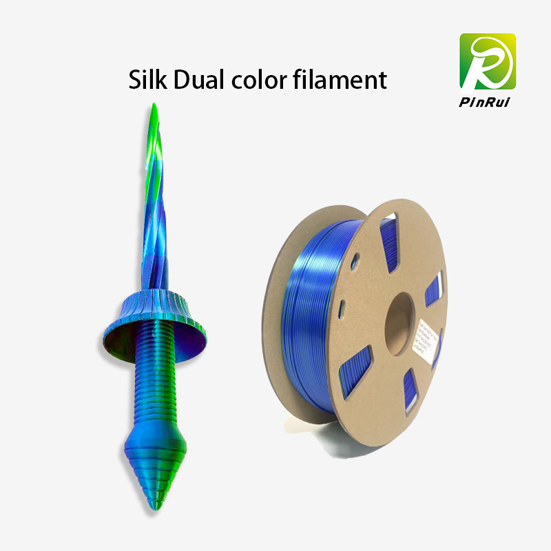 Zwei Farben in Filament Dual Color Seidenfilament für 3D -Drucker Heiße Filament Pinrui